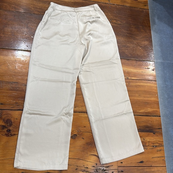 12th Tribe Satin Cream Trouser Pants high waisted size large - Picture 7 of 7